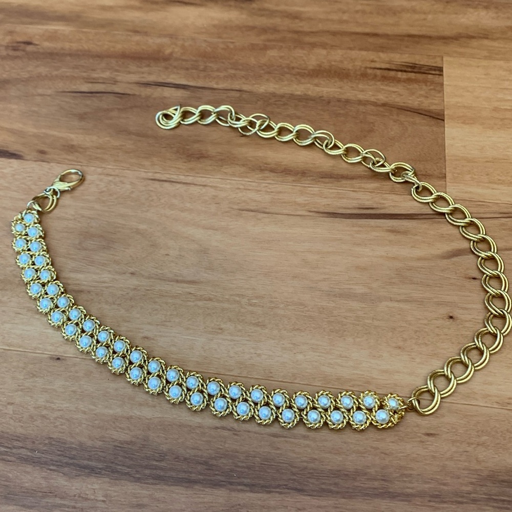 Vintage Gold Woven Pearl/ Chain Belt